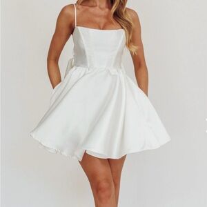 Selfie Leslie White Mini Dress with Bow